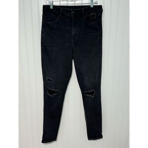 American Eagle Outfitters Womens Distressed Super Hi Rise Jeggings Black Size 14
